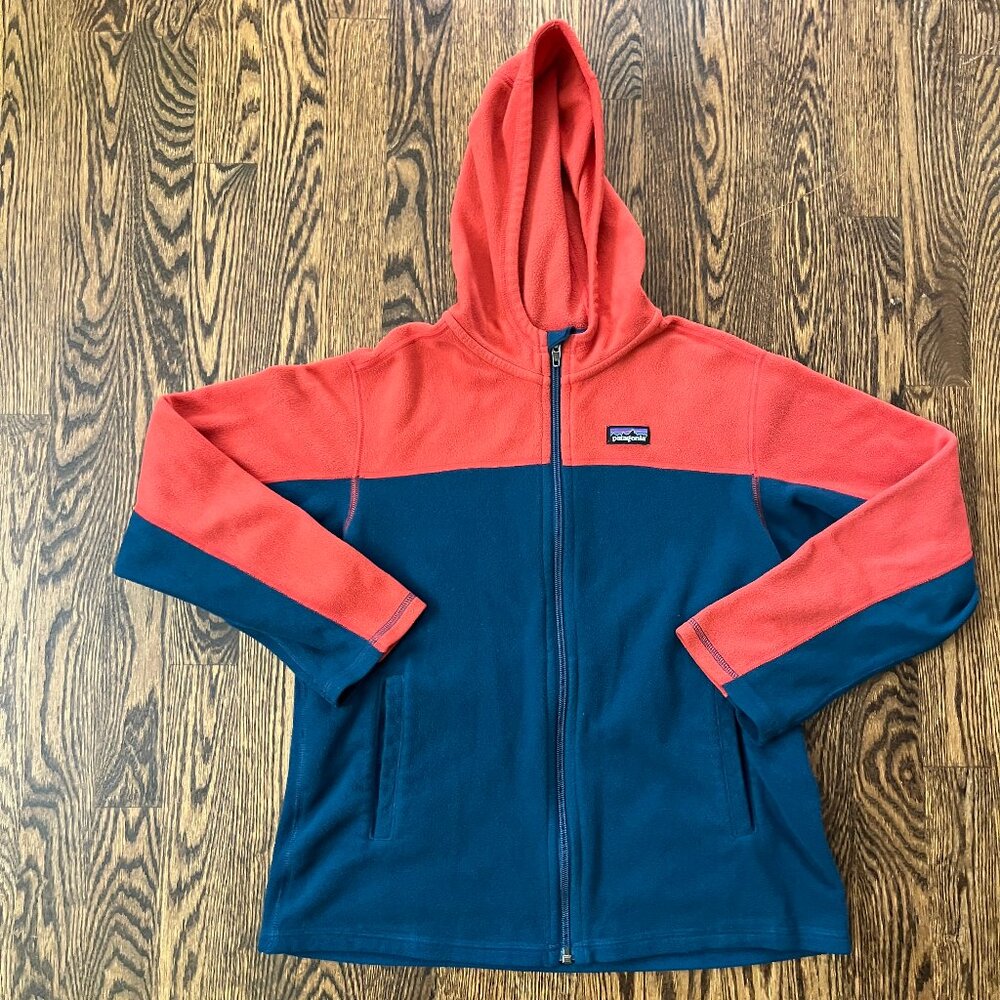 Patagonia Boys' Cement Blue Micro D Fleece Full Zip Jacket with Hood